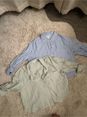 Old Navy Blue and Green Striped Button-Down Tops (2 for $20)